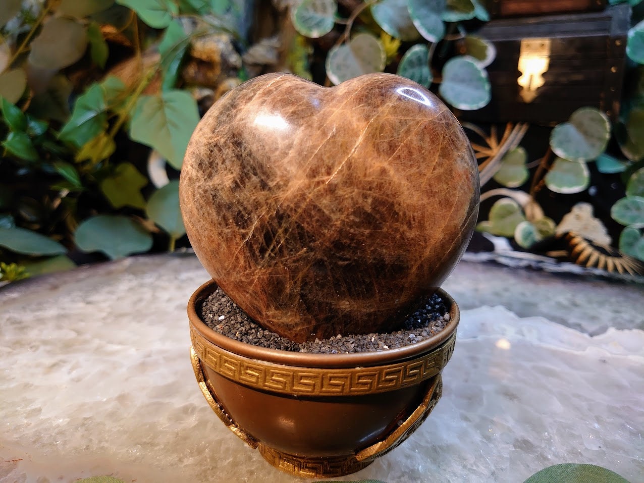 386g Black Moonstone Heart from Madagascar for Altar and Home Decor / Energy Work / Crystal Healing / Reiki