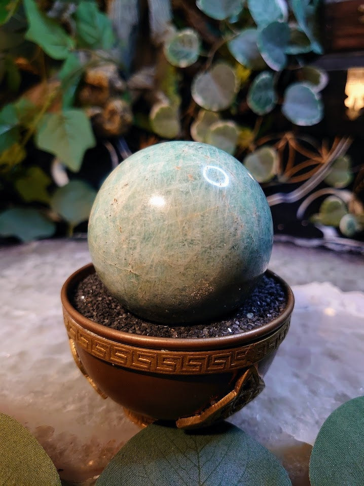 2 1/4" Amazonite Sphere from Madagascar for Altar and Home Decor / Energy Work / Crystal Healing / Reiki