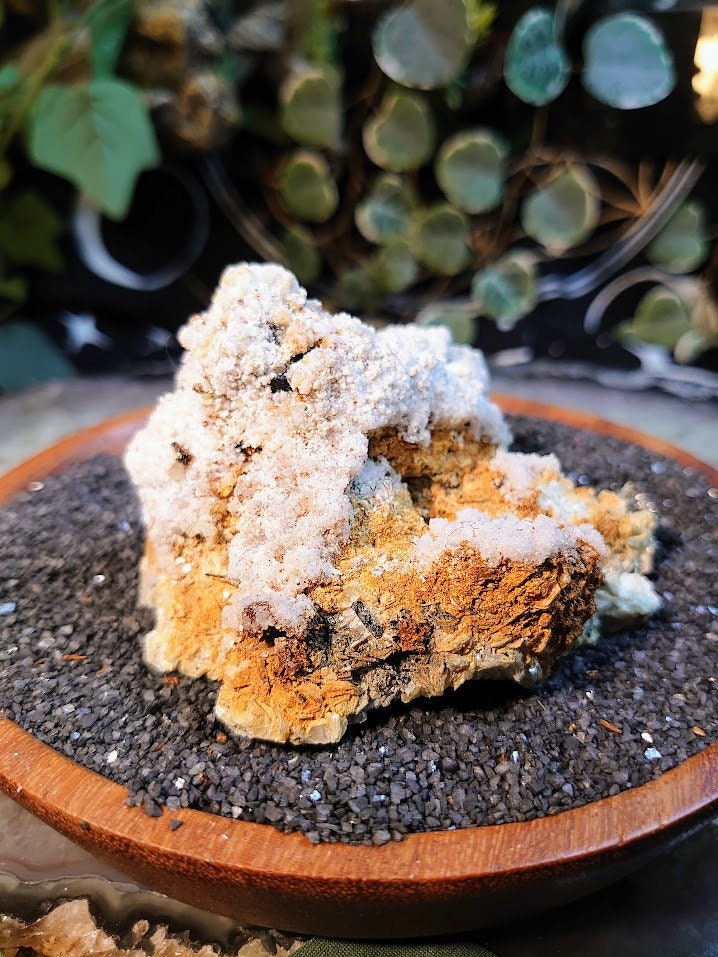 Calcite with Clear Quartz, Black Tourmaline & Hyalite Opal From Namibia / Small Cabinet Specimen / for Desk Decor / Meditation /  Collection