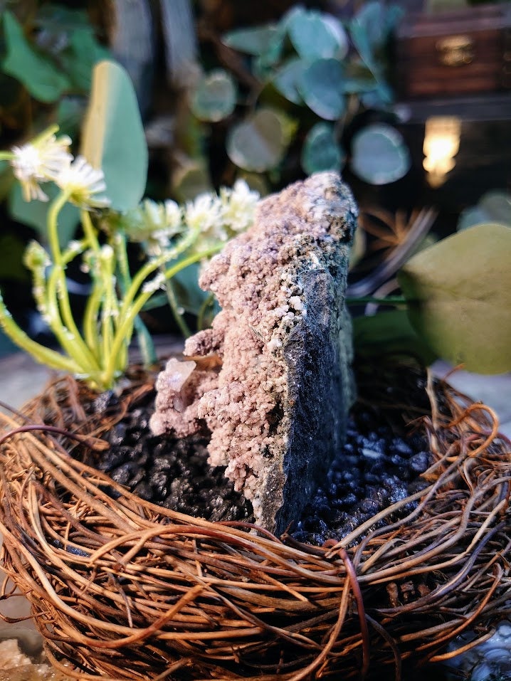 159g Zeolite Cluster with Calcite on Matrix from Maharashtra, India / for Home & Altar Decoration / Reiki / Energy Work