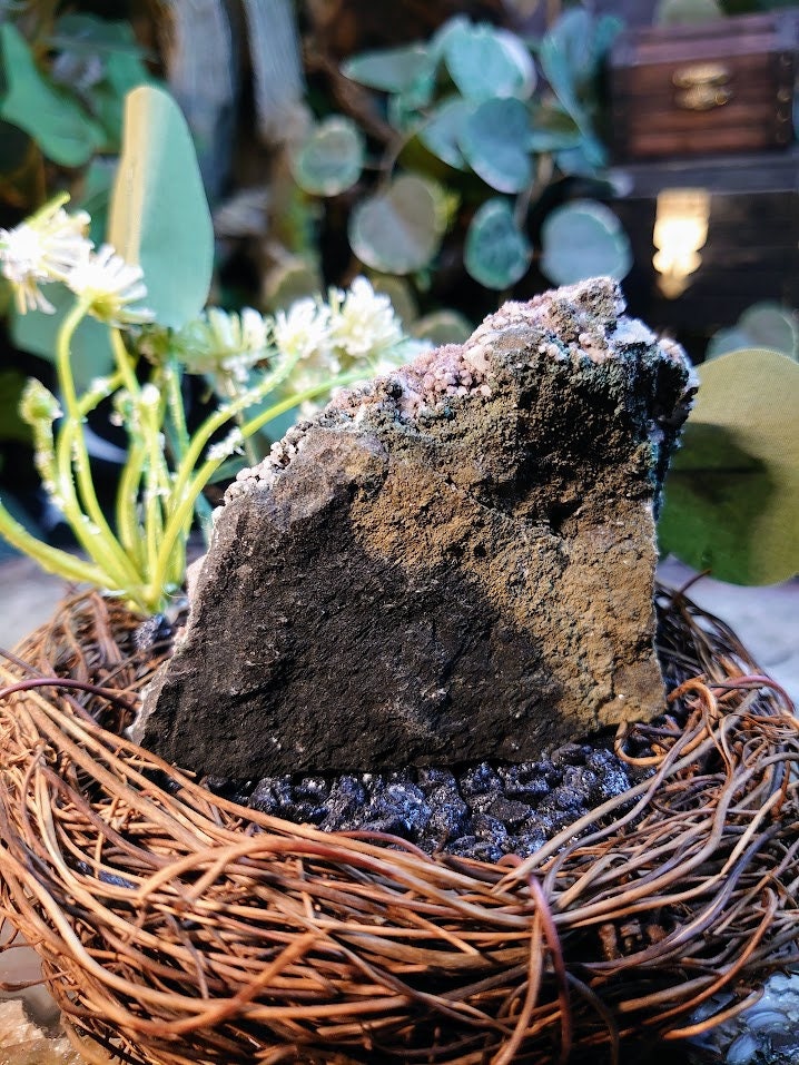 159g Zeolite Cluster with Calcite on Matrix from Maharashtra, India / for Home & Altar Decoration / Reiki / Energy Work