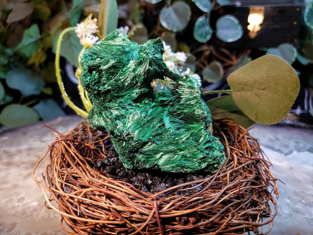 240g Silky Fibrous Malachite Specimen from Kasompe, Congo for Home and Altar Decor / Collection / Crystal Healing