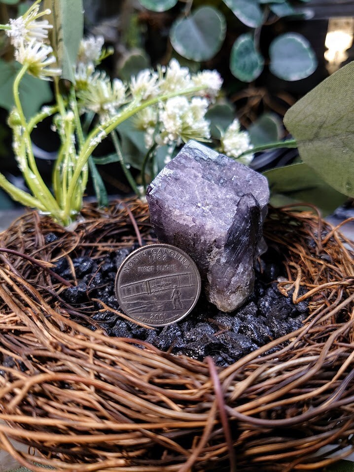 84.5g Smoky Purple/Blue Fluorite Crystal "Diana Maria Mine" on Matrix From United Kingdom for Altar Decor / Meditation / Collection