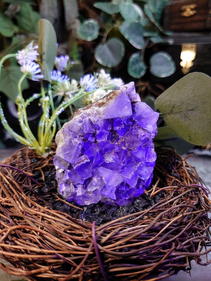 168g Light Smoky Green Fluorite Cluster From United Kingdom for Altar Decor / Meditation / Collection / Energy Work