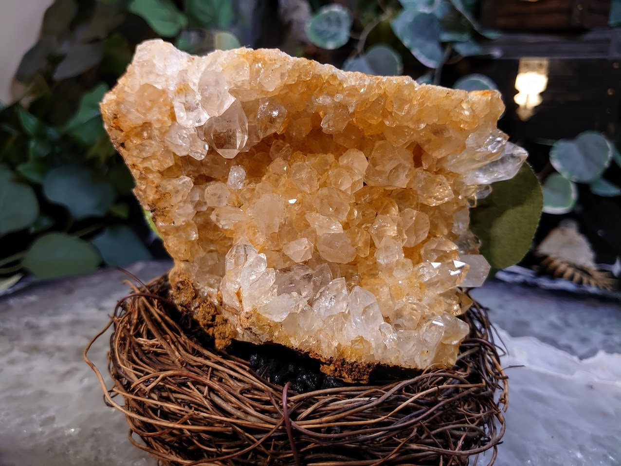 479g Natural Limonite Golden Healer Quartz/Citrine Geode from Zambia, Africa for Crystal Healing / Reiki / Home & Altar Decor