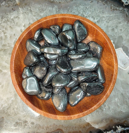 Hematite Tumbled Stone/ Polished Pebbles/ for Crystal Healing & Grids/ Reiki/ Meditation/ Energy Work/ Gem and Mineral Collections