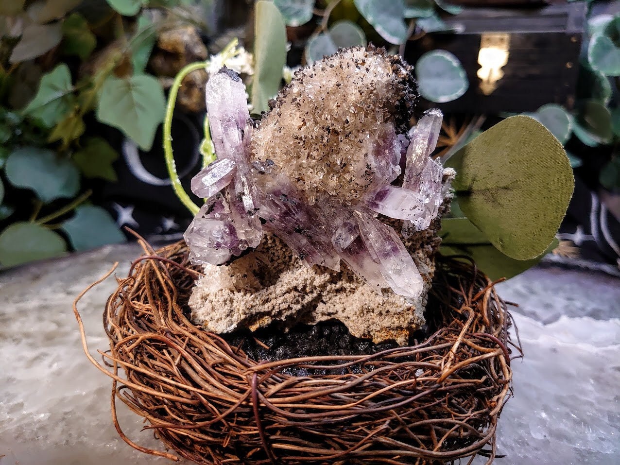 256g Guerrero Amethyst Clusters on Quartz Matrix with Hematite Inclusions from Amatitlán, Eduardo - Mexico for Unique Collection