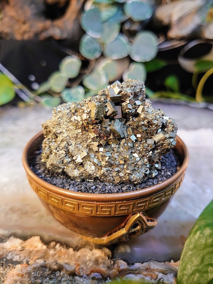 124g Cubic Pyrite Cluster from Silver King Mine, Utah for Collection / Home and Altar Decor / Gifting