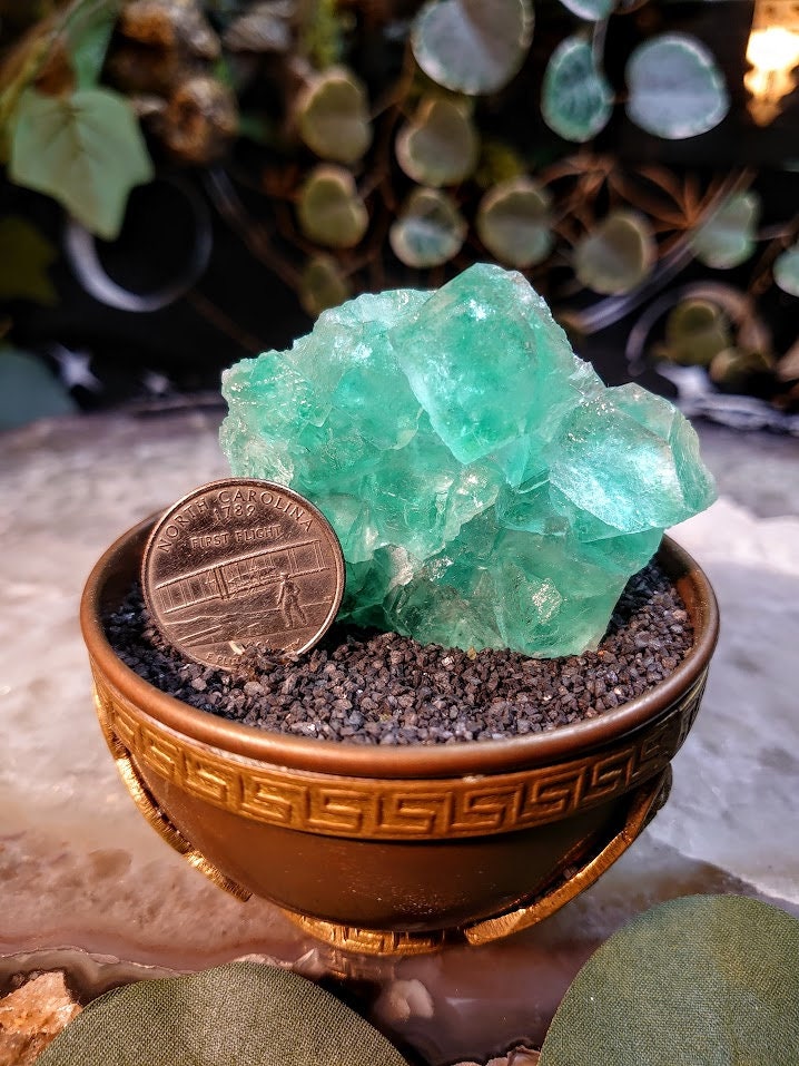 90.1g Cerro de Pasco Fluorite Cluster with Sphalerite and Pyrite from Peru for Altar Decor / Green / Meditation / Collection / Energy Work