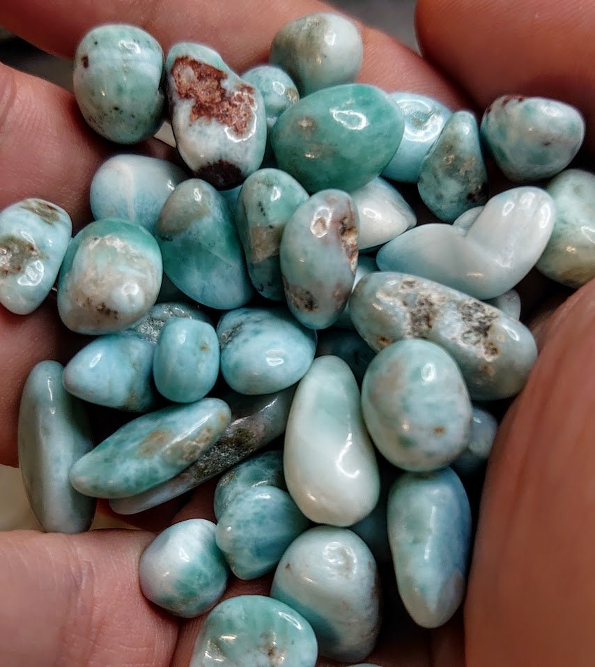 Larimar Polished Pebbles from the Dominican Republic / Choose Your Quantity /for Jewelry Creation/Crafting / Grids