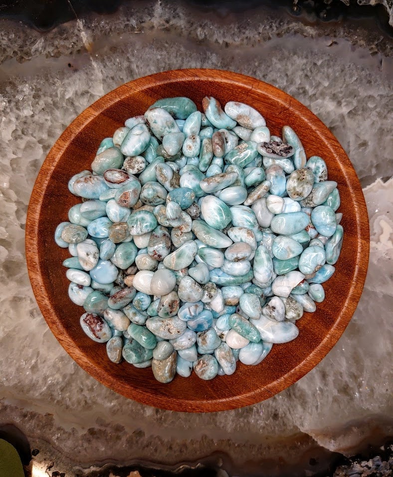 Larimar Polished Pebbles from the Dominican Republic / Choose Your Quantity /for Jewelry Creation/Crafting / Grids