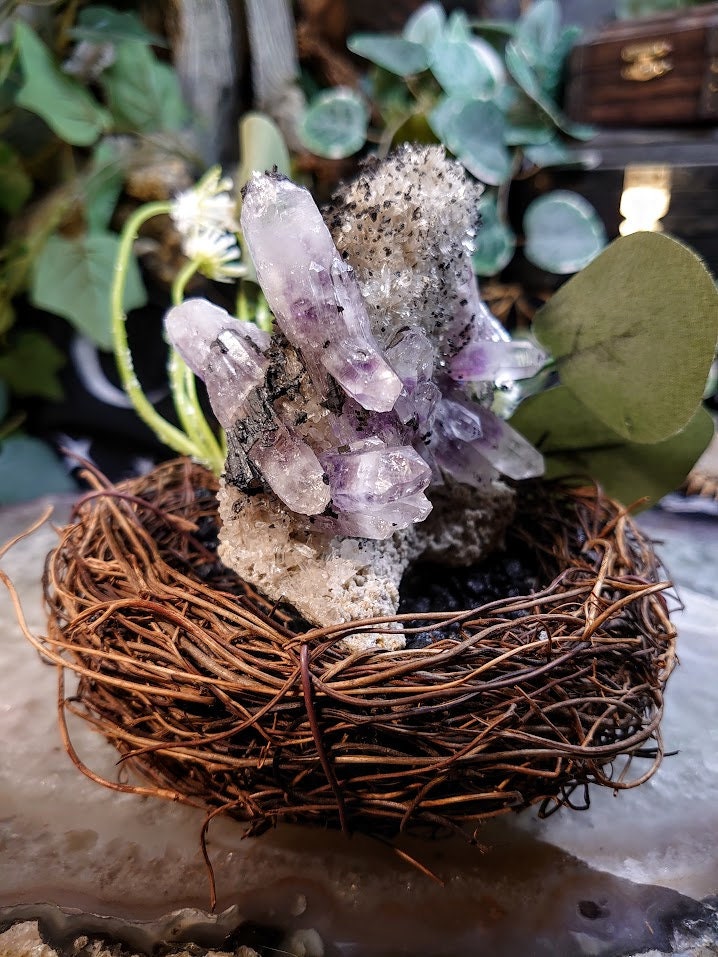 256g Guerrero Amethyst Clusters on Quartz Matrix with Hematite Inclusions from Amatitlán, Eduardo - Mexico for Unique Collection