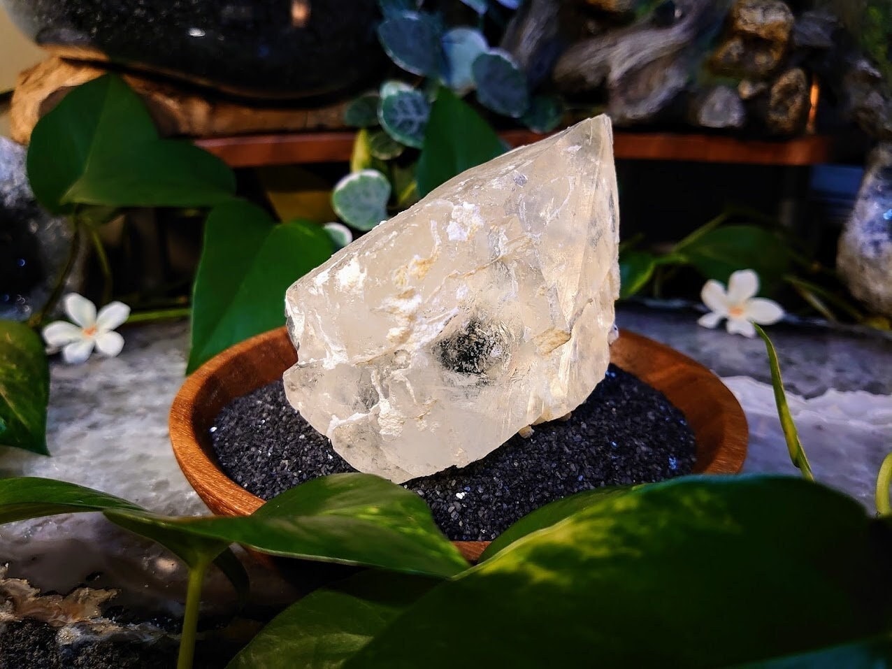 485g Large Dogtooth Calcite Crystal with Rainbows from Maharashtra, India for Meditation / Collection / Altar and Home Decor / Stellar Beam