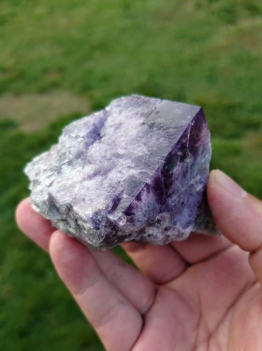 326g Purple Fluorite Crystal "Purple Rain Pocket" From United Kingdom for Altar Decor / Meditation / Collection