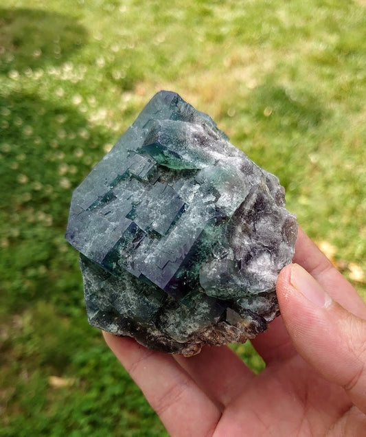 446g Naughty Gnome Pocket Green/Blue Fluorite Cluster "Diana Maria Mine" From United Kingdom for Home & Altar Decor / Collection