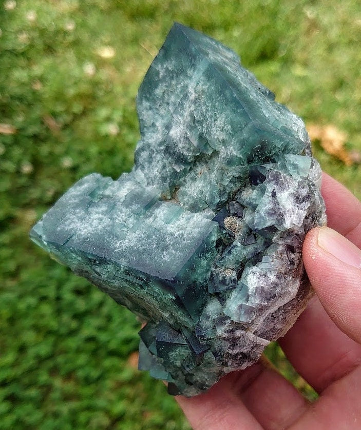 465g Naughty Gnome Pocket Green/Blue Fluorite Cluster "Diana Maria Mine" From United Kingdom for Home & Altar Decor / Collection