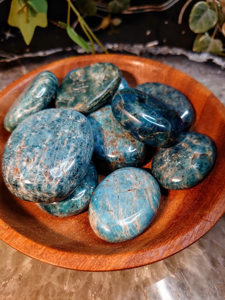 Blue Apatite Palm Stones from Madagascar/ Blue Apatite Gemstone/ for Crystal Healing/ Reiki/ Meditation/ Crystal & Mineral Collectors