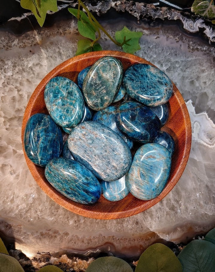 Blue Apatite Palm Stones from Madagascar/ Blue Apatite Gemstone/ for Crystal Healing/ Reiki/ Meditation/ Crystal & Mineral Collectors