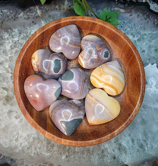 Pink Jasper Polished Hearts from India for Crystal Healing/ Home and Altar Decor/ Meditation/ Moon Magick