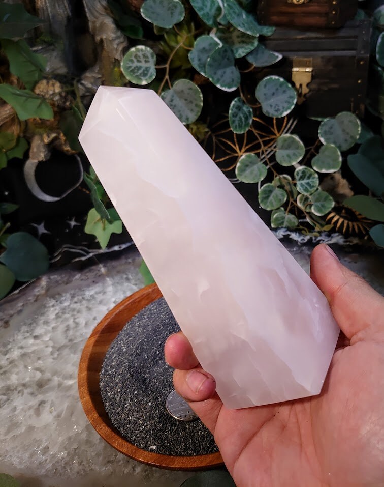 6" Pink Calcite Generator from Brazil for Home and Altar Decor / Medium Sized / Crystal Healing / Collection / Gifting