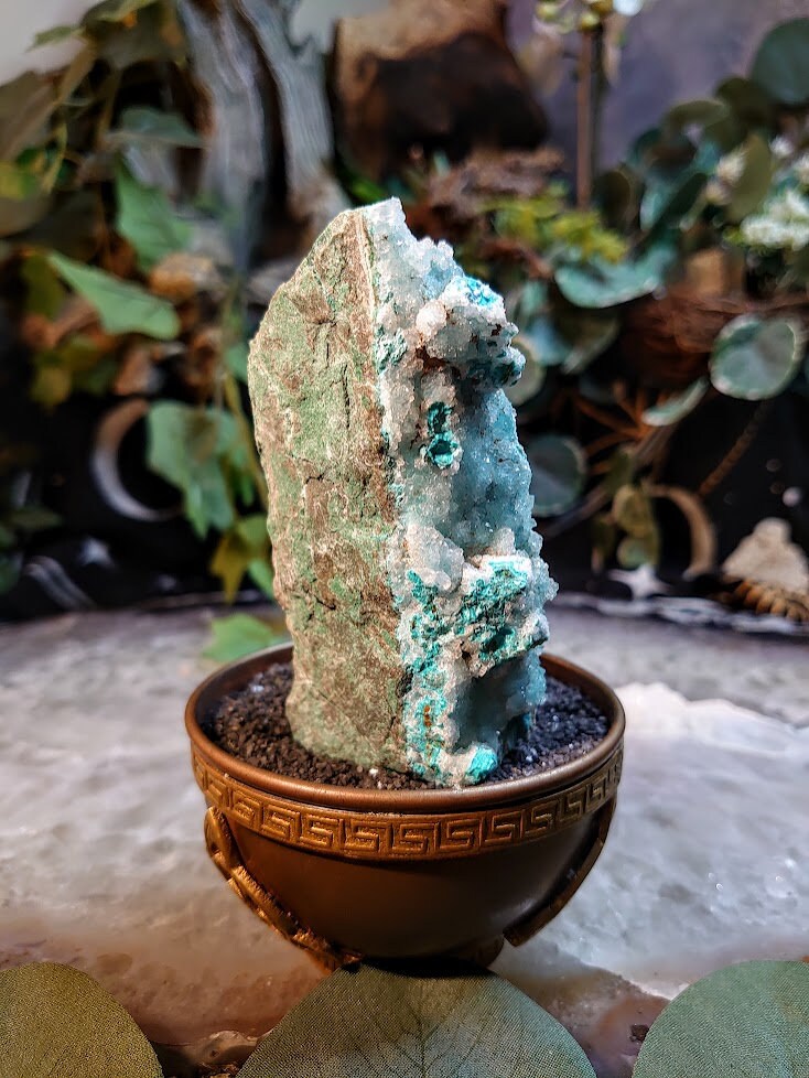 213g Natural Chrysocolla with Druzy on Matrix for Home and Altar Decor / Energy Work / Crystal Healing / Collection / Gifting for Her & Him