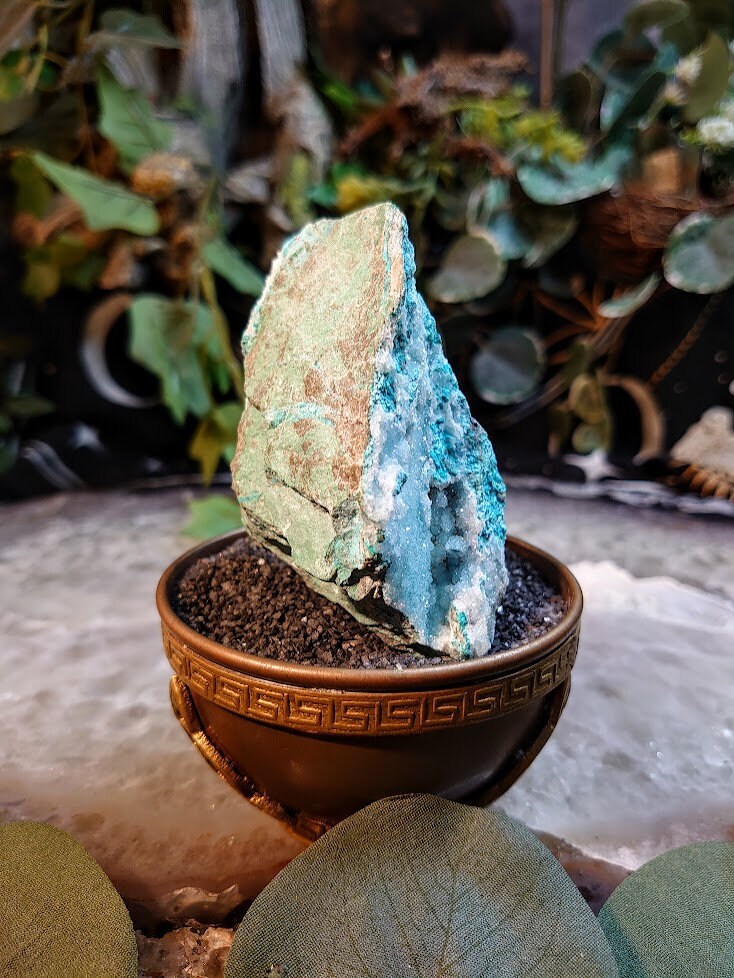 192g Natural Chrysocolla with Druzy on Matrix for Home and Altar Decor / Energy Work / Crystal Healing / Collection / Gifting for Her & Him