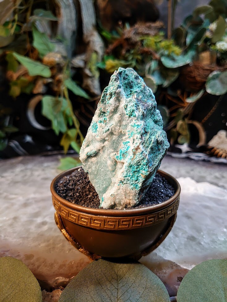 192g Natural Chrysocolla with Druzy on Matrix for Home and Altar Decor / Energy Work / Crystal Healing / Collection / Gifting for Her & Him