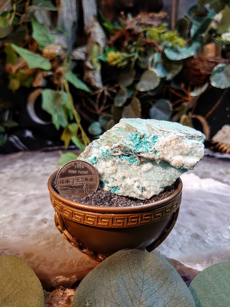 192g Natural Chrysocolla with Druzy on Matrix for Home and Altar Decor / Energy Work / Crystal Healing / Collection / Gifting for Her & Him