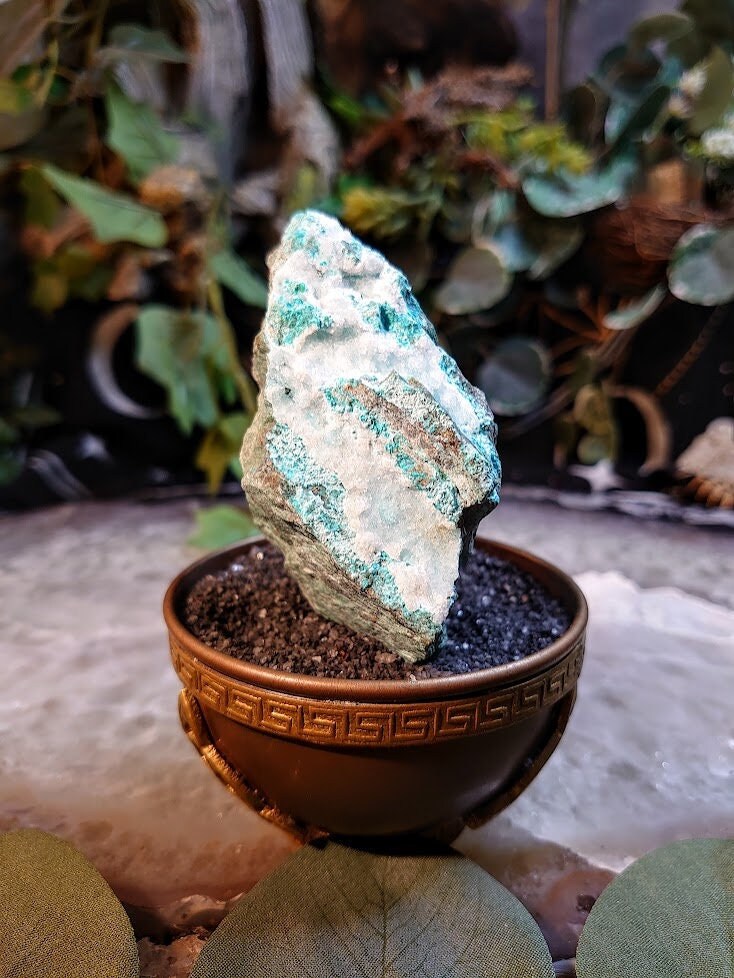 192g Natural Chrysocolla with Druzy on Matrix for Home and Altar Decor / Energy Work / Crystal Healing / Collection / Gifting for Her & Him