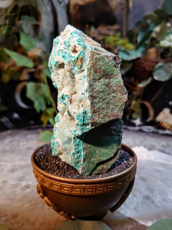 234g Natural Chrysocolla with Druzy on Matrix for Home and Altar Decor / Energy Work / Crystal Healing / Collection / Gifting for Her & Him