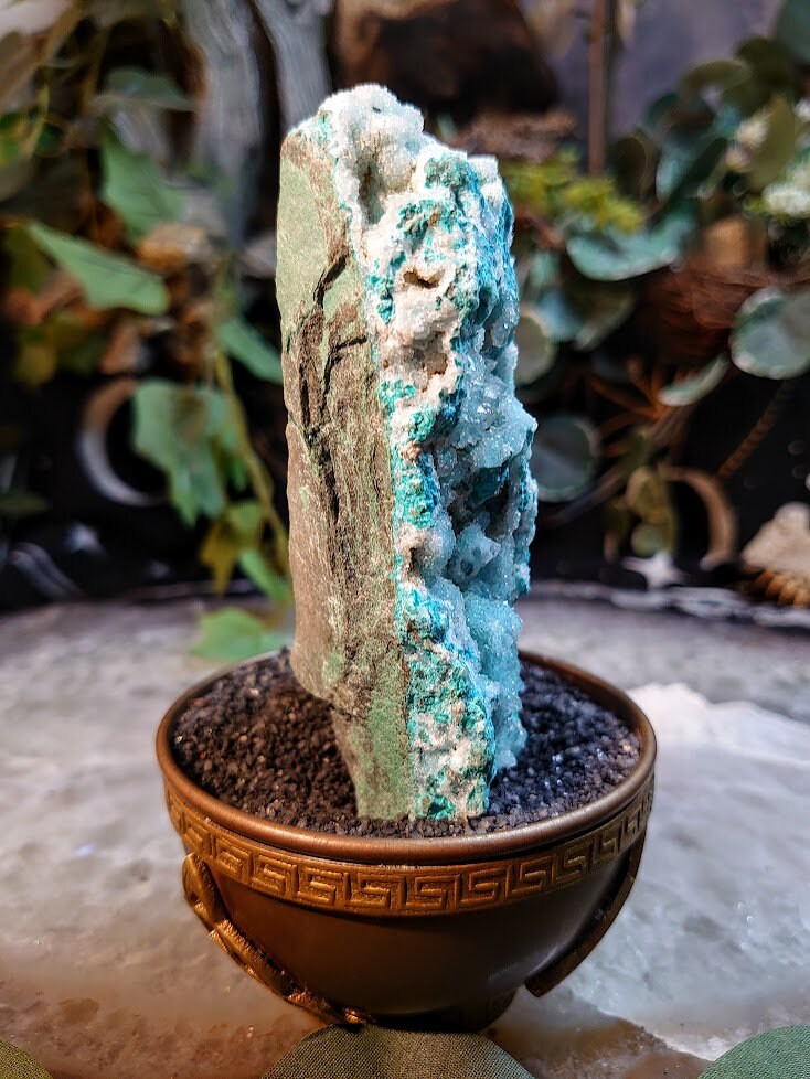 234g Natural Chrysocolla with Druzy on Matrix for Home and Altar Decor / Energy Work / Crystal Healing / Collection / Gifting for Her & Him