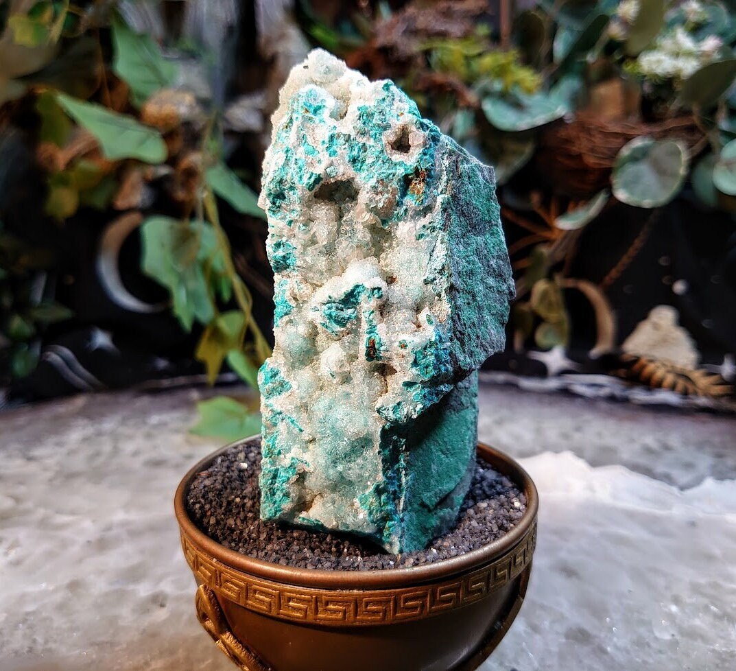 234g Natural Chrysocolla with Druzy on Matrix for Home and Altar Decor / Energy Work / Crystal Healing / Collection / Gifting for Her & Him