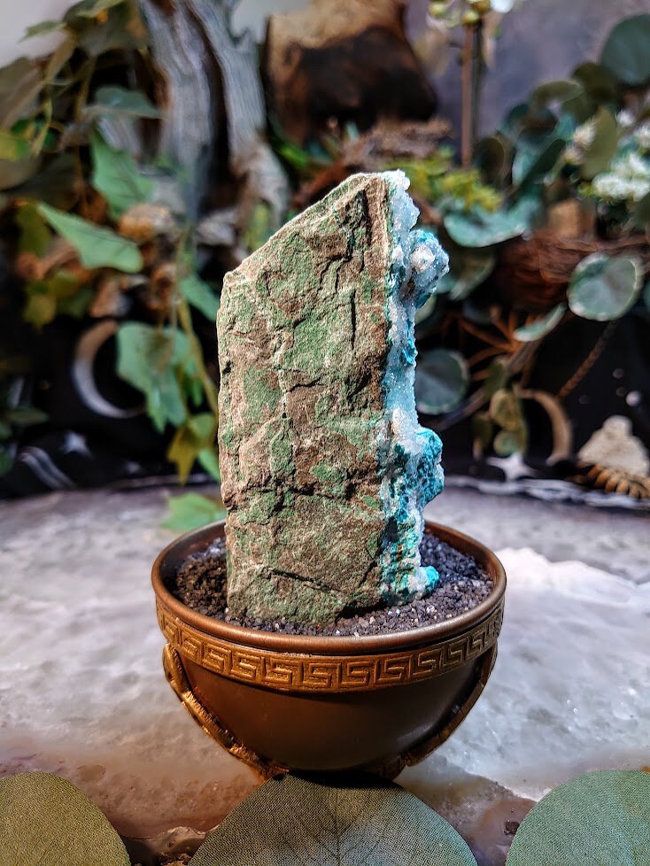 213g Natural Chrysocolla with Druzy on Matrix for Home and Altar Decor / Energy Work / Crystal Healing / Collection / Gifting for Her & Him