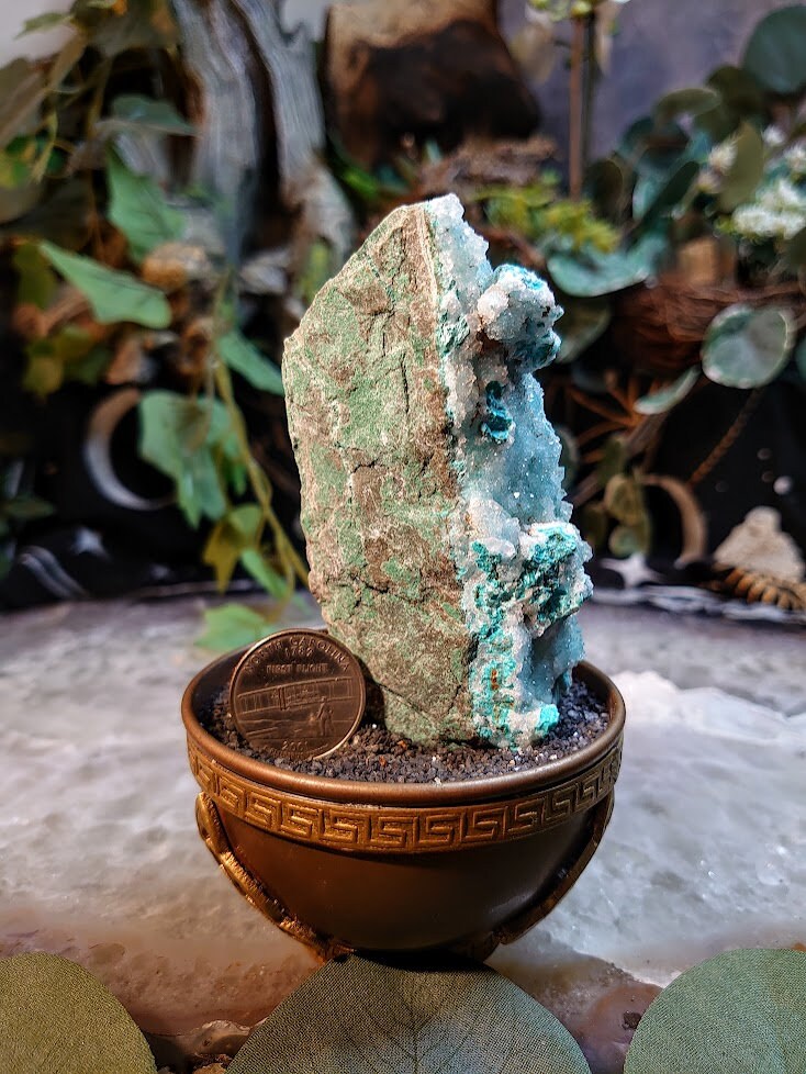 213g Natural Chrysocolla with Druzy on Matrix for Home and Altar Decor / Energy Work / Crystal Healing / Collection / Gifting for Her & Him