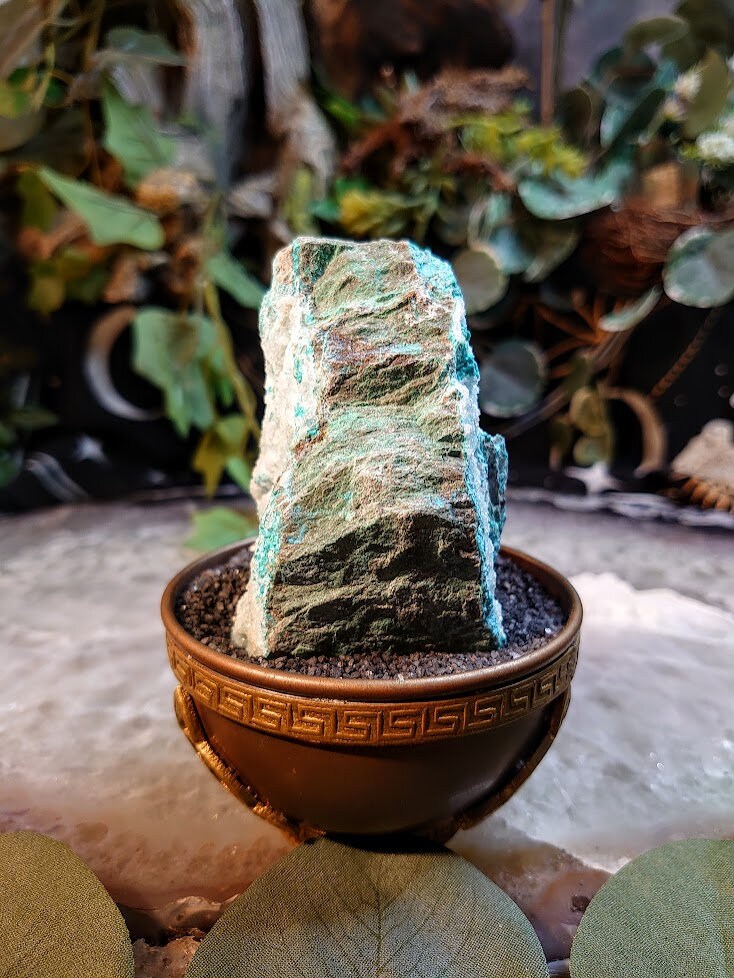 192g Natural Chrysocolla with Druzy on Matrix for Home and Altar Decor / Energy Work / Crystal Healing / Collection / Gifting for Her & Him