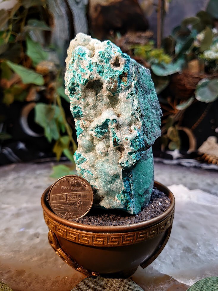 234g Natural Chrysocolla with Druzy on Matrix for Home and Altar Decor / Energy Work / Crystal Healing / Collection / Gifting for Her & Him