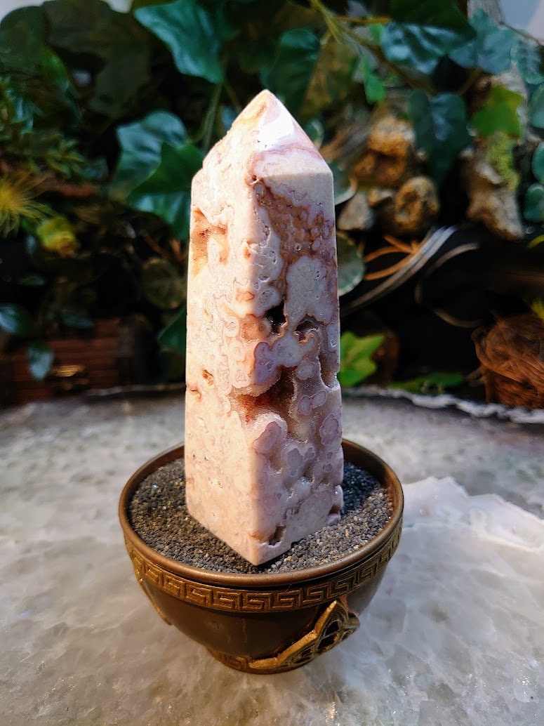 209g Crazy Lace Agate Tower with Crystal Druzy Pockets from Indonesia for Home and Altar Decor / Crystal Healing / Generator / Obelisk