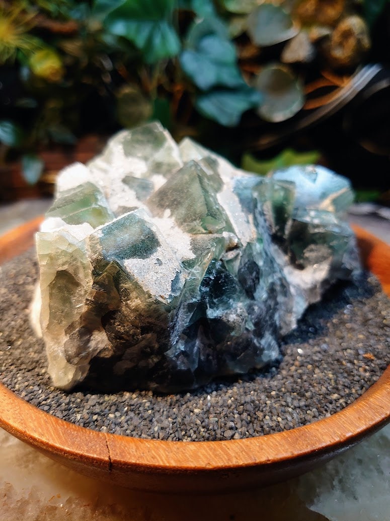 Green Fluorite Crystals with Calcite Coating from Mandrosonoro, Madagascar for Altar Decor / 777g / Meditation / Collection / Energy Work