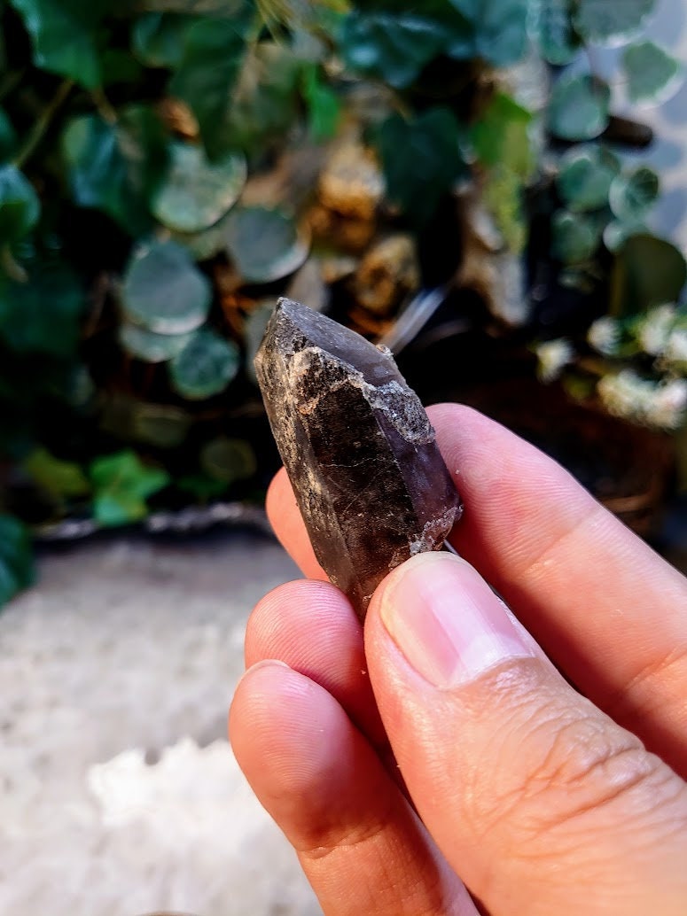 Smoky Quartz Point with Calcite Coating from Malawi, Africa for Collection / 21.2g / Home and Altar Decor / Protection / Crystal Healing