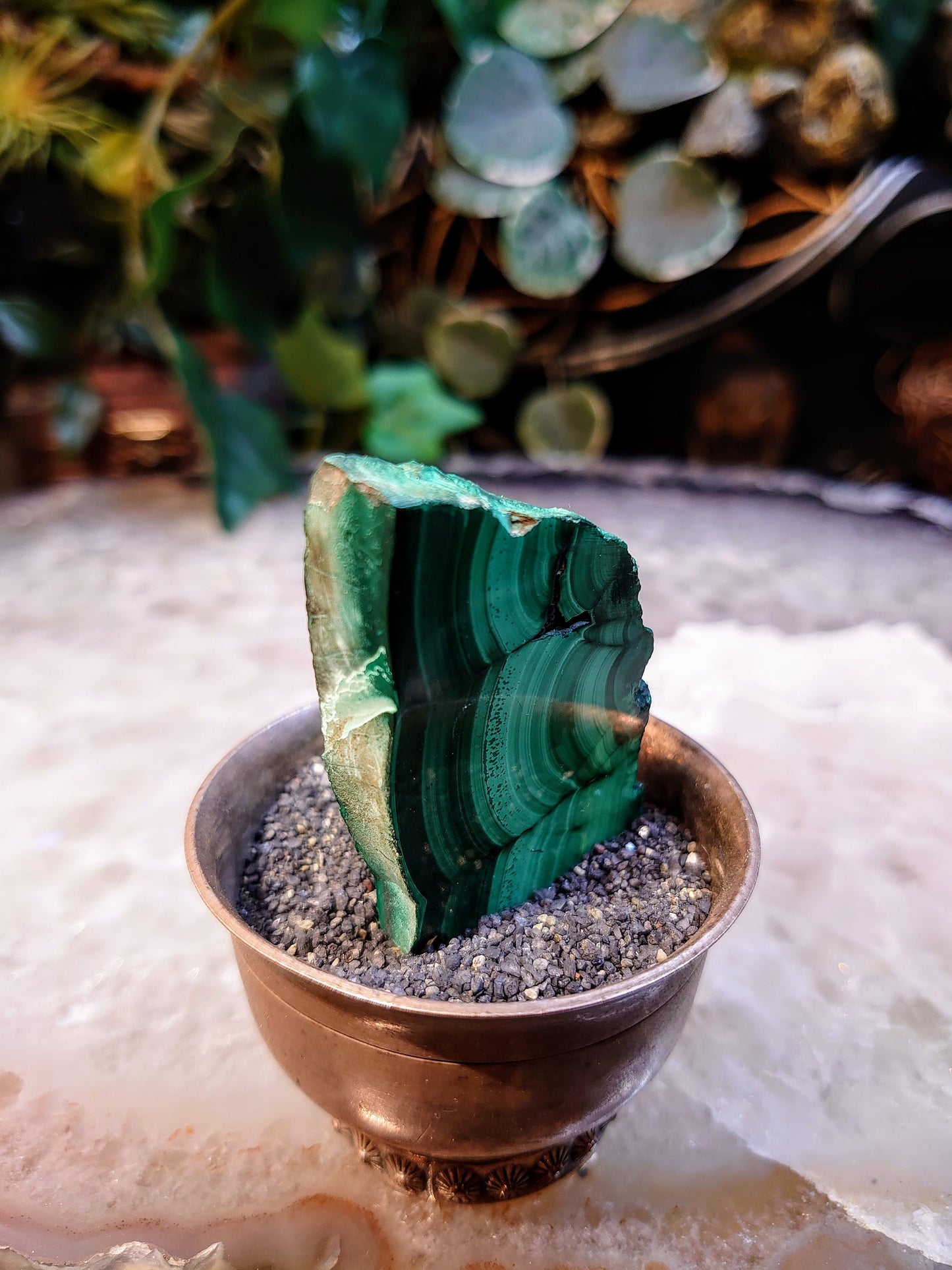 Small Malachite Polished Slice from Kasompe, Congo for Home and Altar Decor / 187.80ct / Collection / Crystal Healing / Gifting