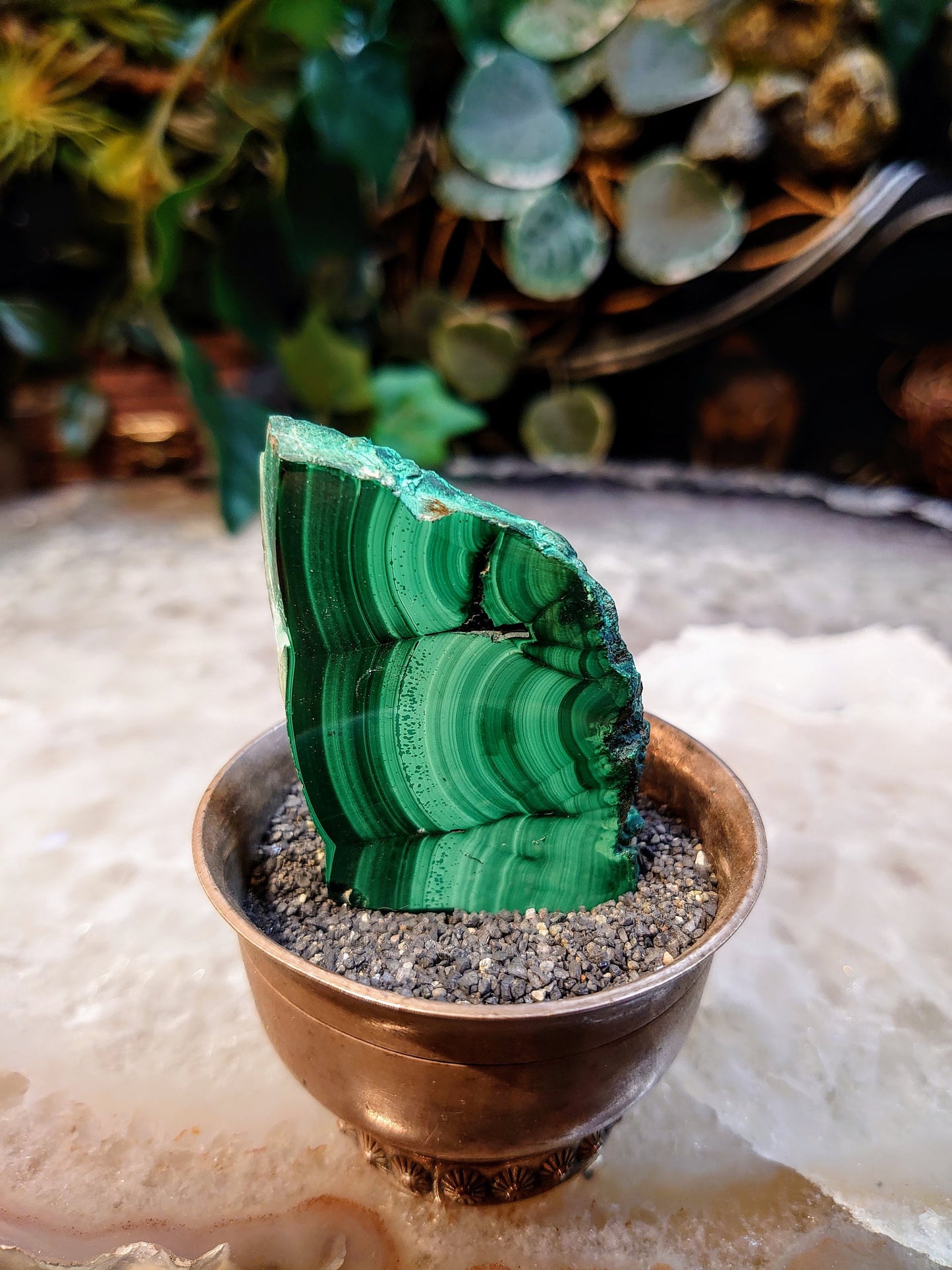 Small Malachite Polished Slice from Kasompe, Congo for Home and Altar Decor / 187.80ct / Collection / Crystal Healing / Gifting