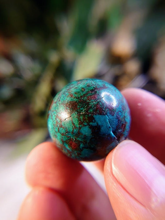 1 1/8" Malachite & Shattuckite Sphere from Kaokoveld, Namibia for Altar and Home Decor / 31.39g / Crystal Healing / Reiki / Collection