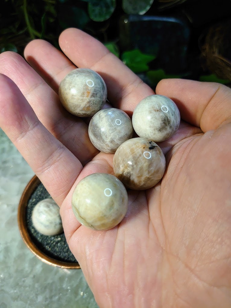 Moonstone/Sunstone Spheres from Madagascar for Crystal Healing / Choose Your Size / Reiki / Meditation / Crystal & Mineral Collectors