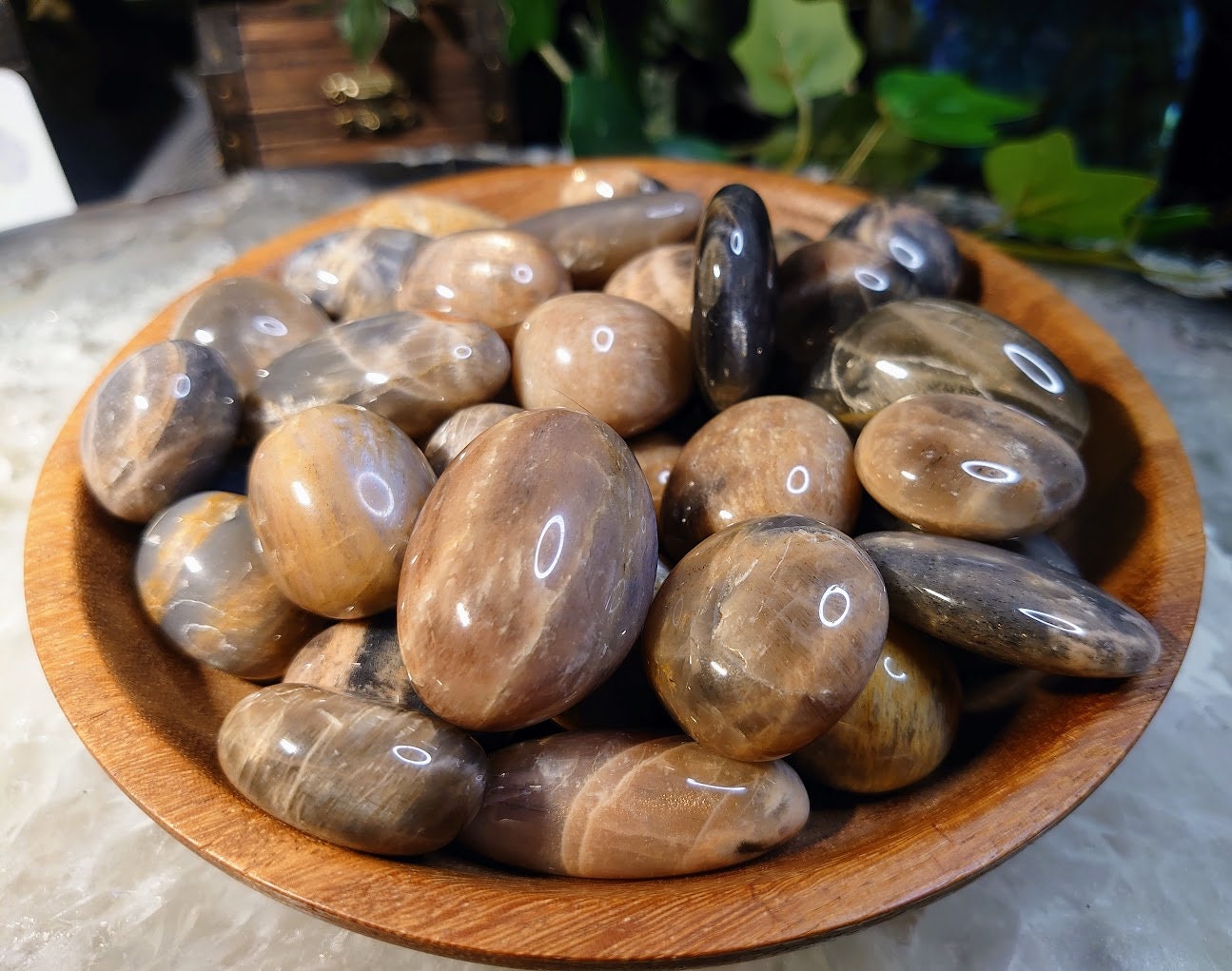 Black Moonstone/Sunstone Large Tumbled Stones from Madagascar for Crystal Healing / Meditation / Reiki / Home and Altar Decor / Gifting