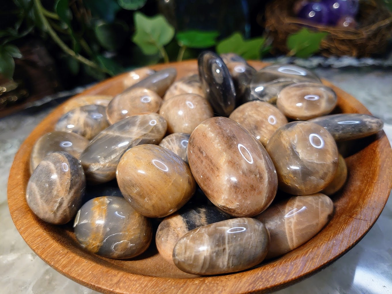 Black Moonstone/Sunstone Large Tumbled Stones from Madagascar for Crystal Healing / Meditation / Reiki / Home and Altar Decor / Gifting