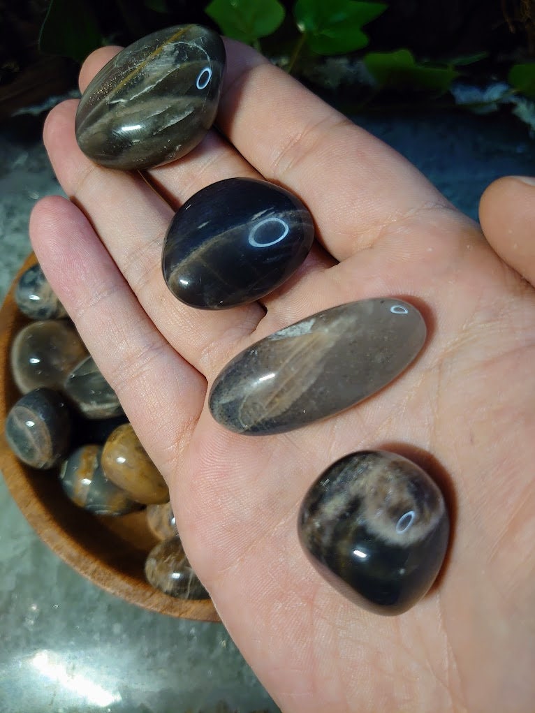 Black Moonstone/Sunstone Large Tumbled Stones from Madagascar for Crystal Healing / Meditation / Reiki / Home and Altar Decor / Gifting