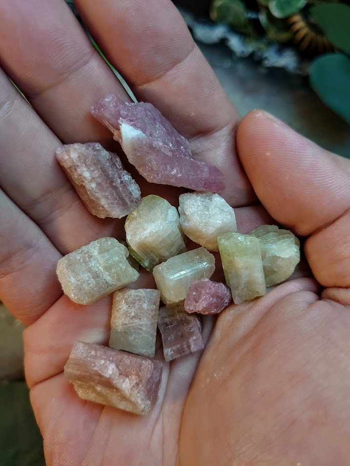 50g Rough Watermelon Tourmaline Gemstones from Minas Gerais, Brazil for Home & Altar Decor / Collection / Unique / Jewelry Crafting