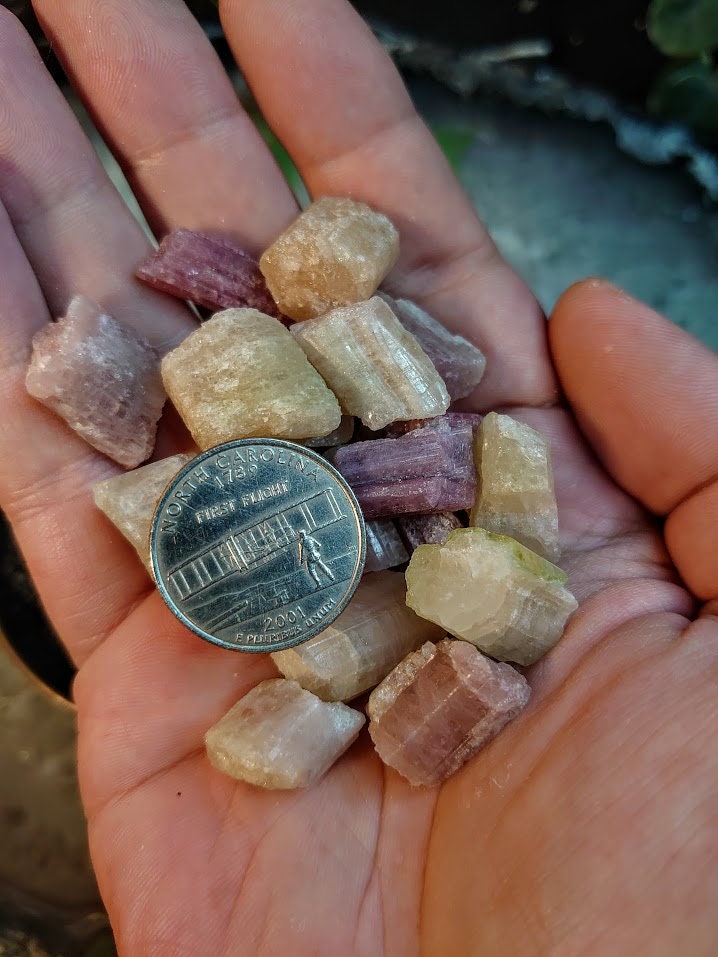 50g Rough Watermelon Tourmaline Gemstones from Minas Gerais, Brazil for Home & Altar Decor / Collection / Unique / Jewelry Crafting