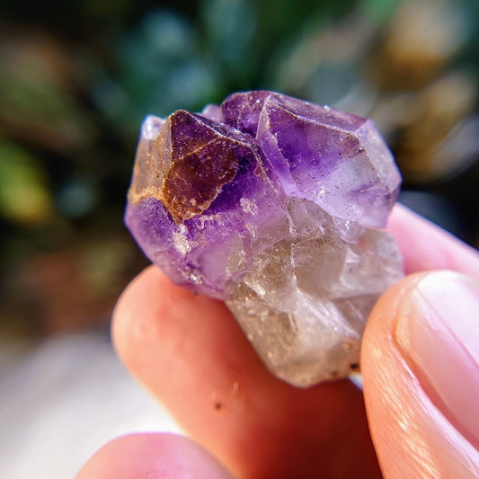 Smoky Amethyst Scepter/Cluster with Cacoxenite from Espírito Santos, Brazil for Collection / 22.06g /  Meditation/ Super Seven Locality