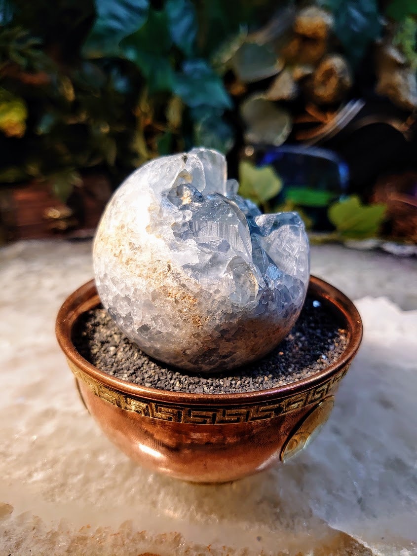 2 1/4"Hand Polished Celestite 'Sphere' from Madagascar for Altar Decor / Crystal Healing / Reiki / Meditation / Collectors / Gifting